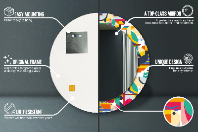 Ronde spiegel met decoratie Geometrische tropische vogels