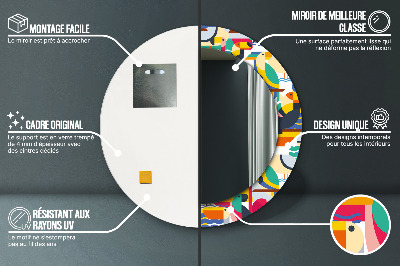 Ronde spiegel met decoratie Geometrische tropische vogels
