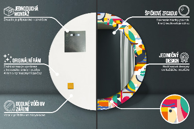 Ronde spiegel met decoratie Geometrische tropische vogels
