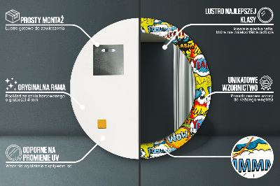 Ronde spiegel met decoratie Patroon in stripboekstijl