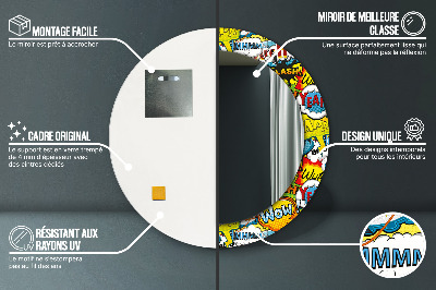 Ronde spiegel met decoratie Patroon in stripboekstijl