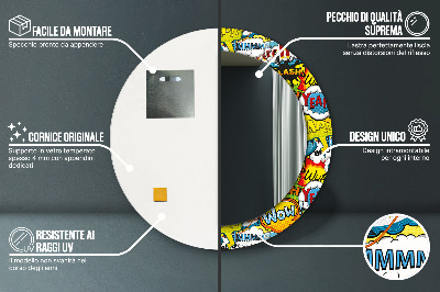 Ronde spiegel met decoratie Patroon in stripboekstijl