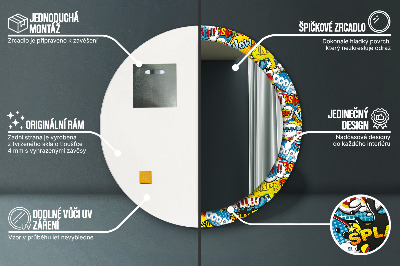 Ronde spiegel met decoratie Patroon in stripboekstijl