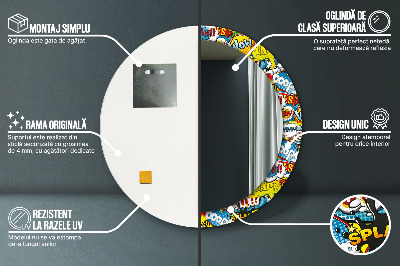 Ronde spiegel met decoratie Patroon in stripboekstijl