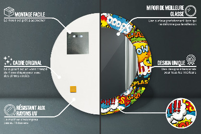 Ronde spiegel met decoratie Patroon in stripboekstijl