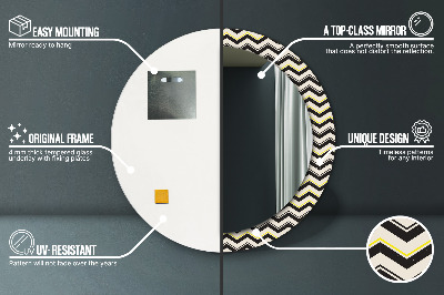 Ronde spiegel met decoratie Zigzagpatroon