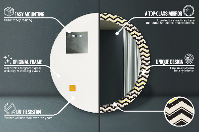 Ronde spiegel met decoratie Zigzagpatroon