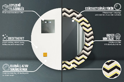 Ronde spiegel met decoratie Zigzagpatroon