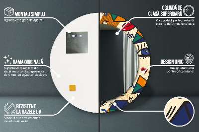Ronde spiegel met decoratie Pop-artstijl