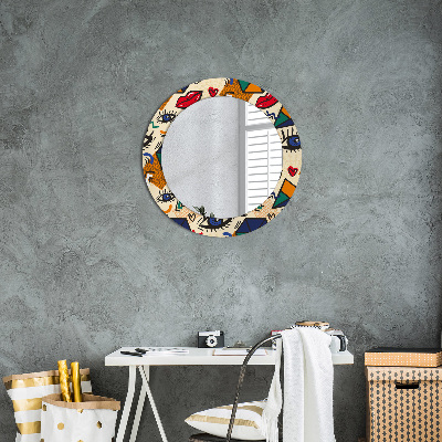 Ronde spiegel met decoratie Pop-artstijl