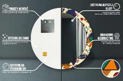 Ronde spiegel met decoratie Pop-artstijl