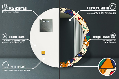 Ronde spiegel met decoratie Pop-artstijl