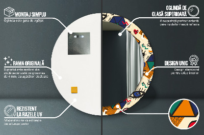 Ronde spiegel met decoratie Pop-artstijl