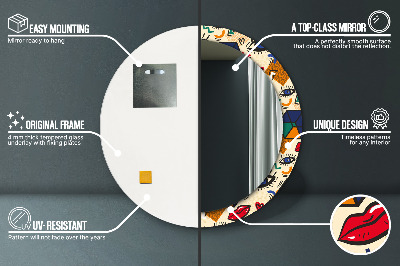 Ronde spiegel met decoratie Pop-artstijl