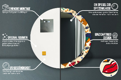 Ronde spiegel met decoratie Pop-artstijl