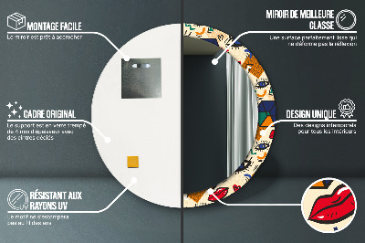Ronde spiegel met decoratie Pop-artstijl