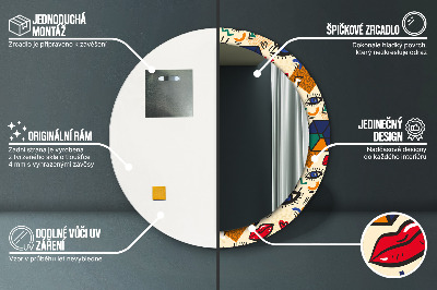 Ronde spiegel met decoratie Pop-artstijl