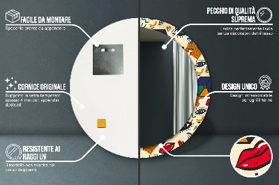 Ronde spiegel met decoratie Pop-artstijl