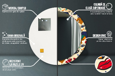 Ronde spiegel met decoratie Pop-artstijl