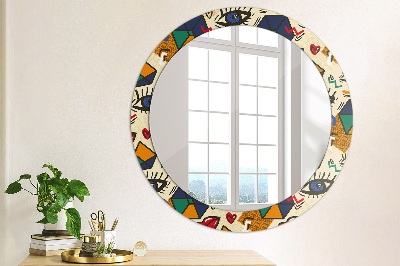 Ronde spiegel met decoratie Pop-artstijl
