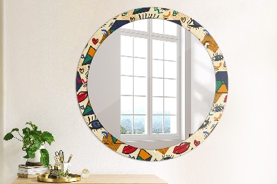 Ronde spiegel met decoratie Pop-artstijl