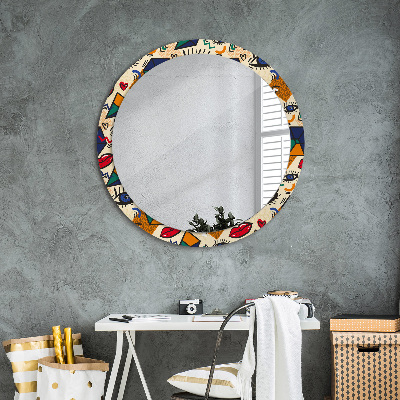 Ronde spiegel met decoratie Pop-artstijl