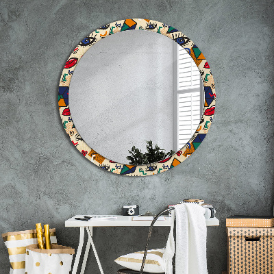 Ronde spiegel met decoratie Pop-artstijl