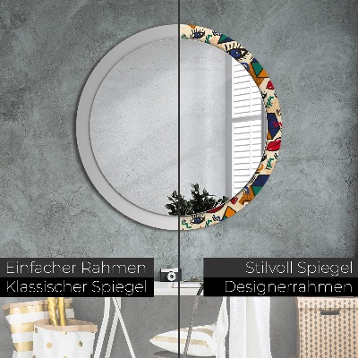Ronde spiegel met decoratie Pop-artstijl