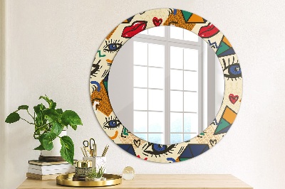 Ronde spiegel met decoratie Pop-artstijl