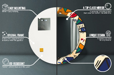 Ronde spiegel met decoratie Pop-artstijl