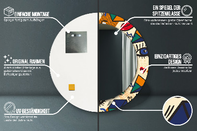 Ronde spiegel met decoratie Pop-artstijl