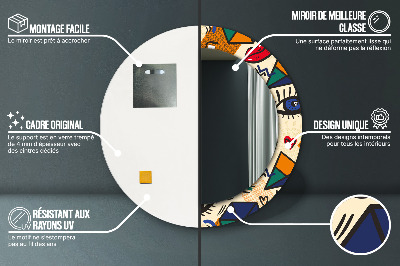 Ronde spiegel met decoratie Pop-artstijl