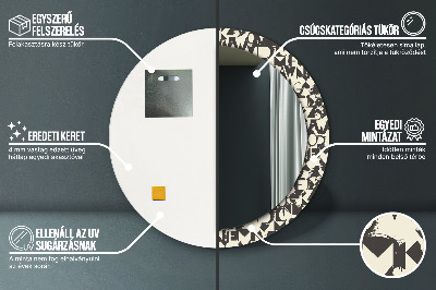 Ronde spiegel met decoratie Abstracte typografie