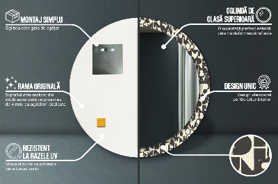 Ronde spiegel met decoratie Abstracte typografie