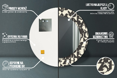 Ronde spiegel met decoratie Abstracte typografie