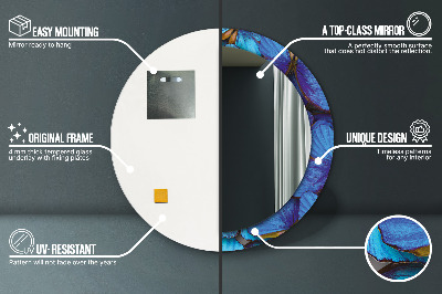 Bedrukte ronde spiegel Blauwe en groene vlinder