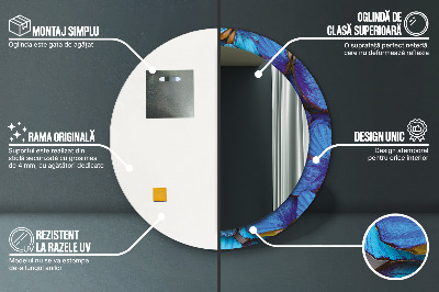 Bedrukte ronde spiegel Blauwe en groene vlinder