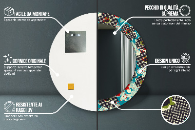 Bedrukte ronde spiegel Retro bloemenpatroon