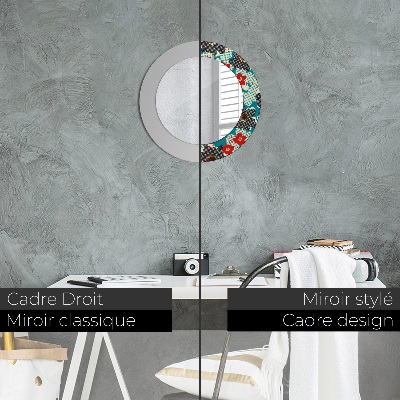 Bedrukte ronde spiegel Retro bloemenpatroon