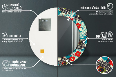 Bedrukte ronde spiegel Retro bloemenpatroon