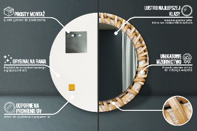 Bedrukte ronde spiegel Natuurlijke vlecht