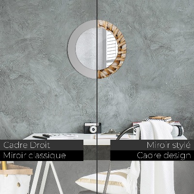 Bedrukte ronde spiegel Natuurlijke vlecht