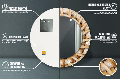 Bedrukte ronde spiegel Natuurlijke vlecht