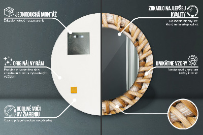 Bedrukte ronde spiegel Natuurlijke vlecht