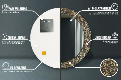 Bedrukte ronde spiegel Gouden ornamenten