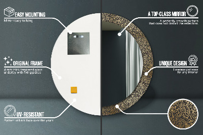 Bedrukte ronde spiegel Gouden ornamenten