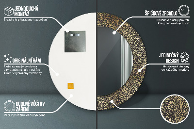 Bedrukte ronde spiegel Gouden ornamenten