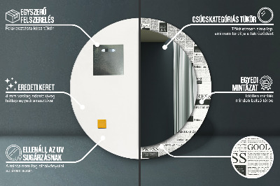 Ronde spiegel met decoratie Krantenpatroon