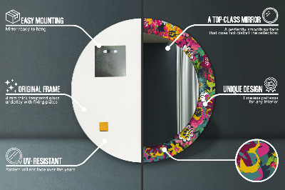 Bedrukte ronde spiegel Handgeschilderde bloemen