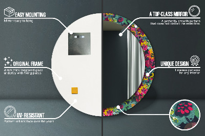 Bedrukte ronde spiegel Handgeschilderde bloemen